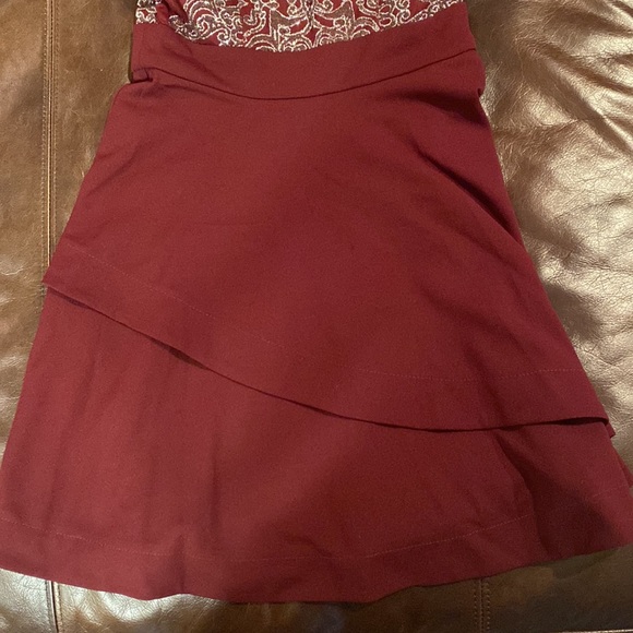 Maroon Fancy Girls A-Line Formal Dress with intricate beaded design - Picture 3 of 9